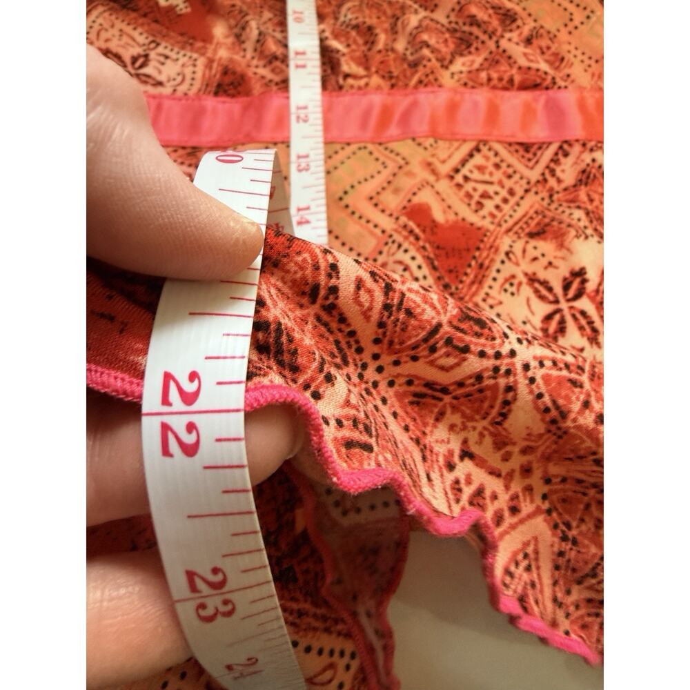 Y2K Babydoll Top Pink Sz Medium V-Neck 2000s Satin Tie Back Asymmetrical Sides - Picture 9 of 10